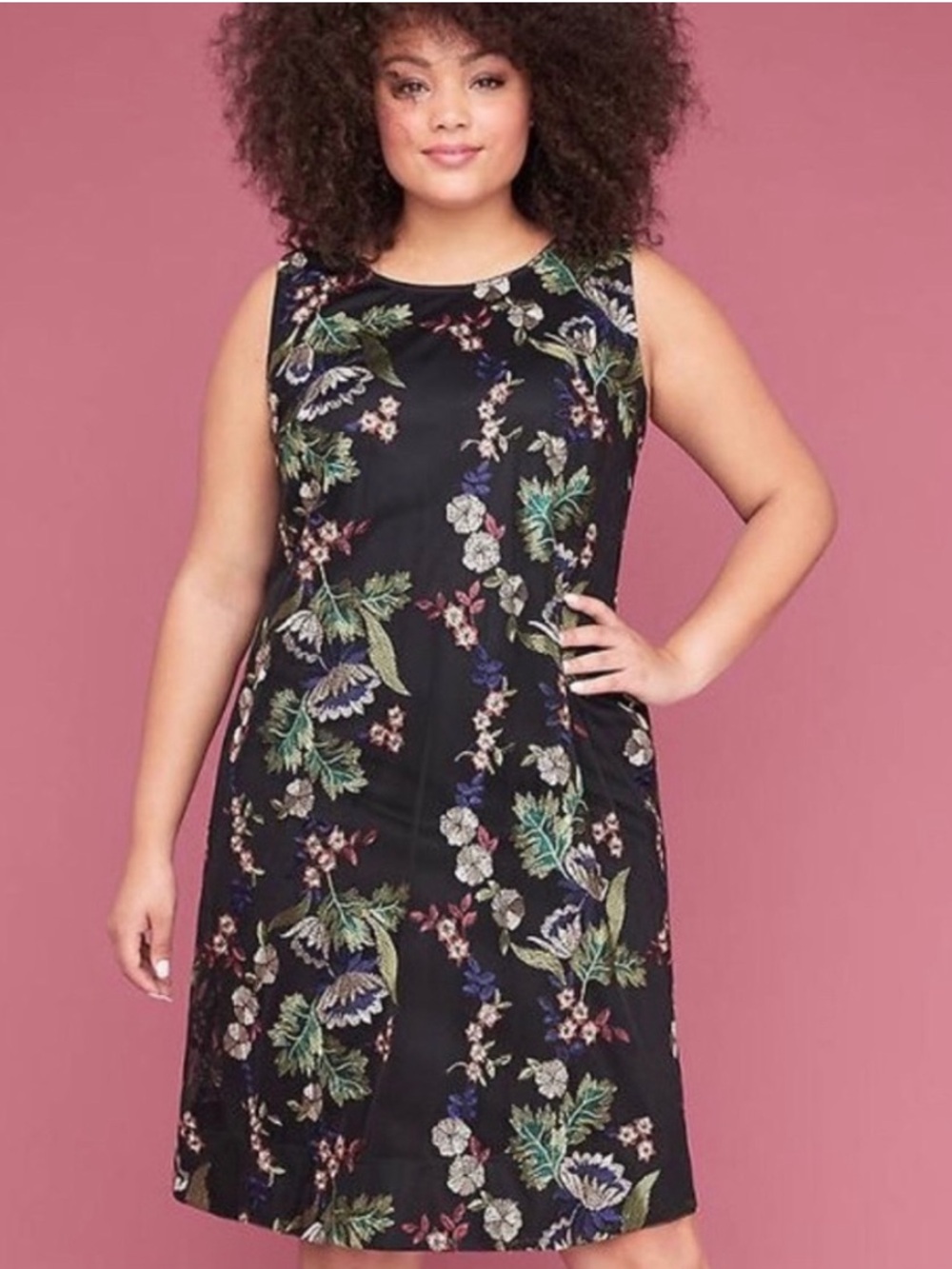 Lane Bryant NWT Black Floral Embroidered Sheath Dress Size 12